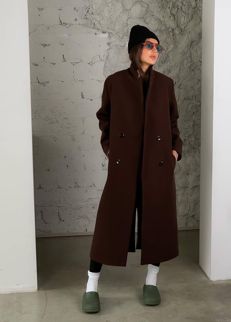 Коричневое демисезонное Пальто прямое на 4 пуговицах ZF inspire