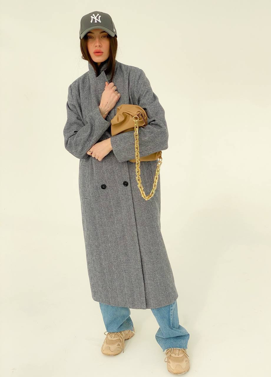 Сіре демісезонне Пальто пряме на 4 ґудзиках ZF inspire