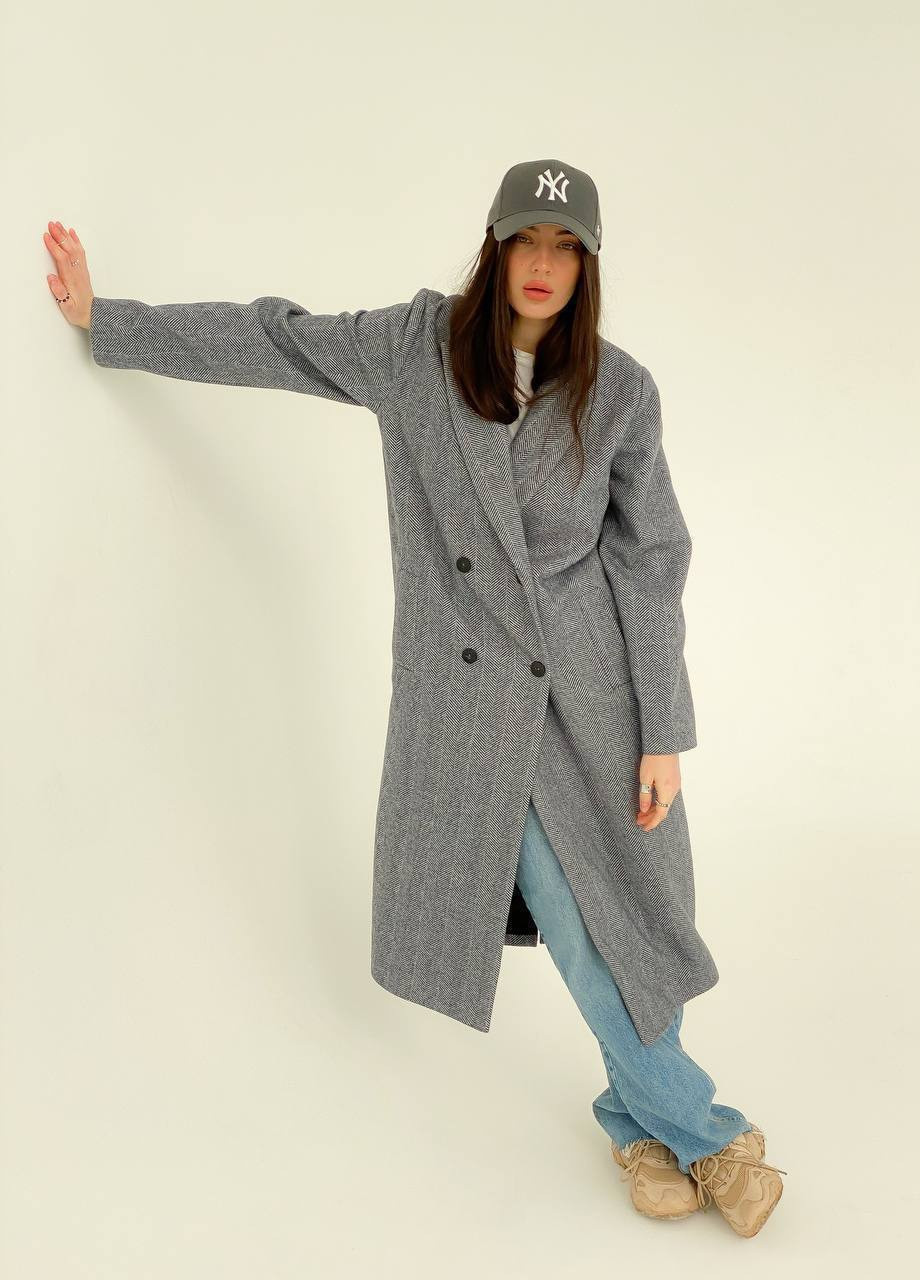 Сіре демісезонне Пальто пряме на 4 ґудзиках ZF inspire