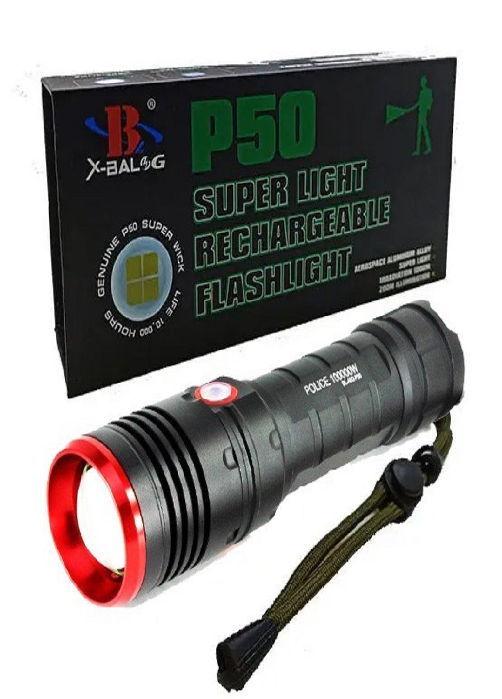 Фонарь аккумуляторный тактический ручной фонарик 15Вт X-Balog BL A02 P50 No Brand (257169818)