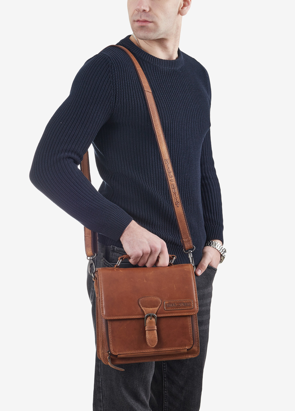 Сумка чоловіча шкіряна крос-боді середня Сrossbody HILL BURRY (257171709)