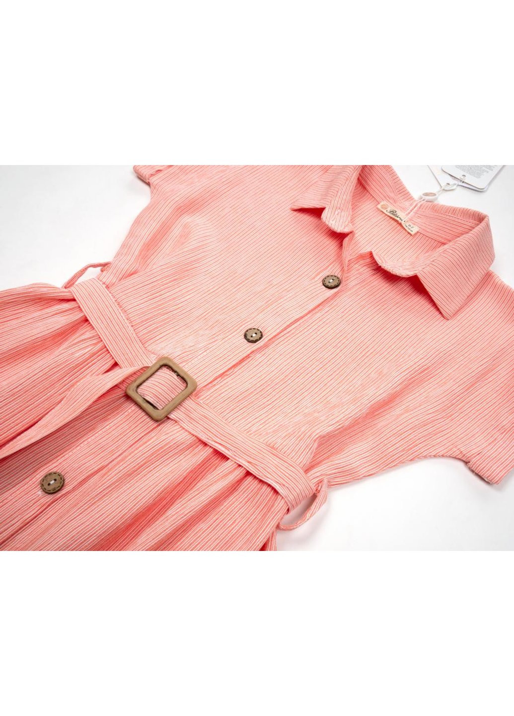 Коралловое платье в полоску (211006-116g-coral) Bushra (257207526)