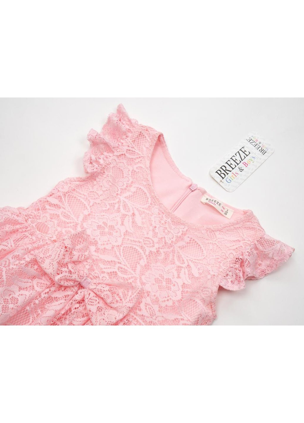 Розовое платье кружевное (15712-104g-pink) Breeze (257207134)