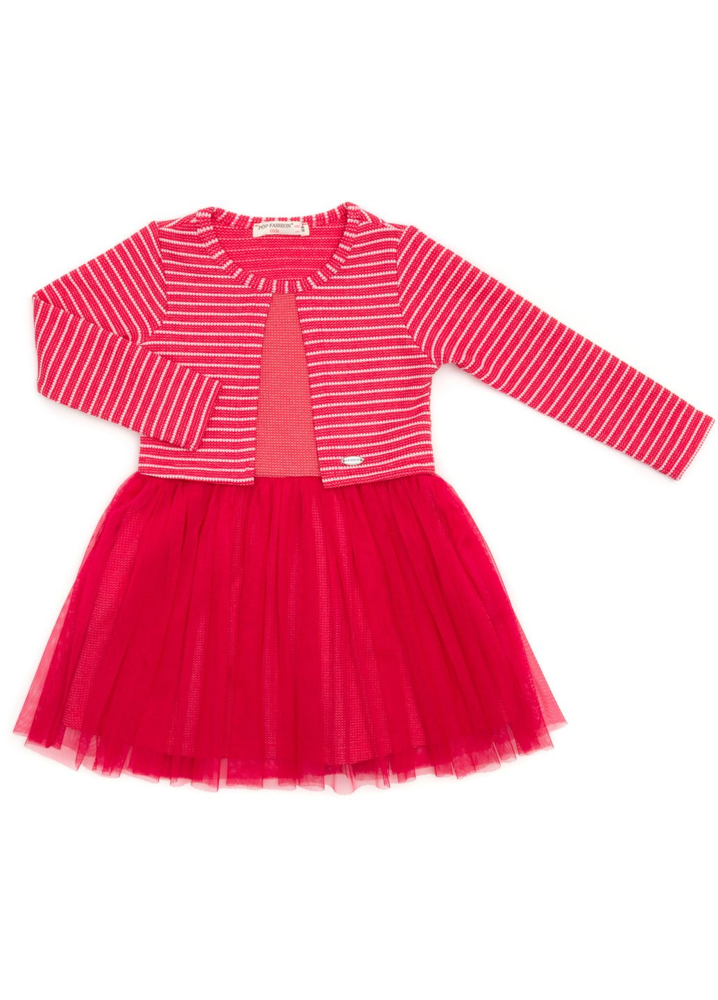 Комбинированное платье с фатиновой юбкой (6963-104g-fuchsia) Pop Fashion (257208369)