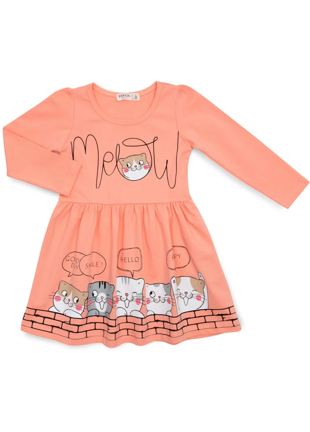 Персикова сукня з котиками (17920-116g-peach) Breeze (257208194)