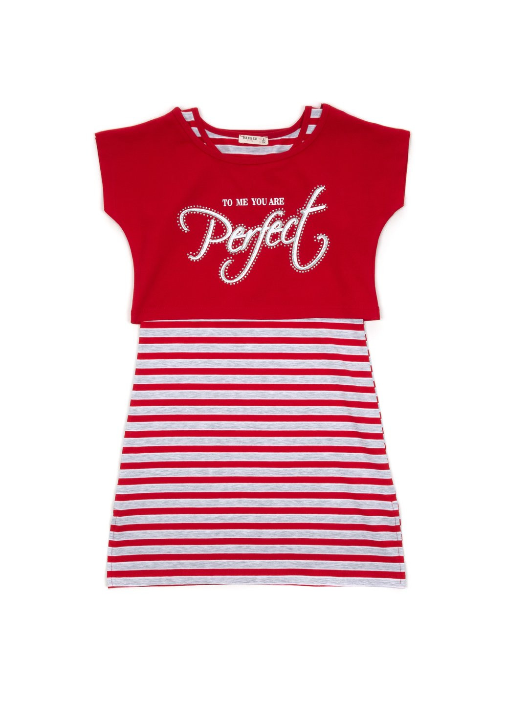 Червона сукня в смужку з топом (12358-134g-red) Breeze (257206664)