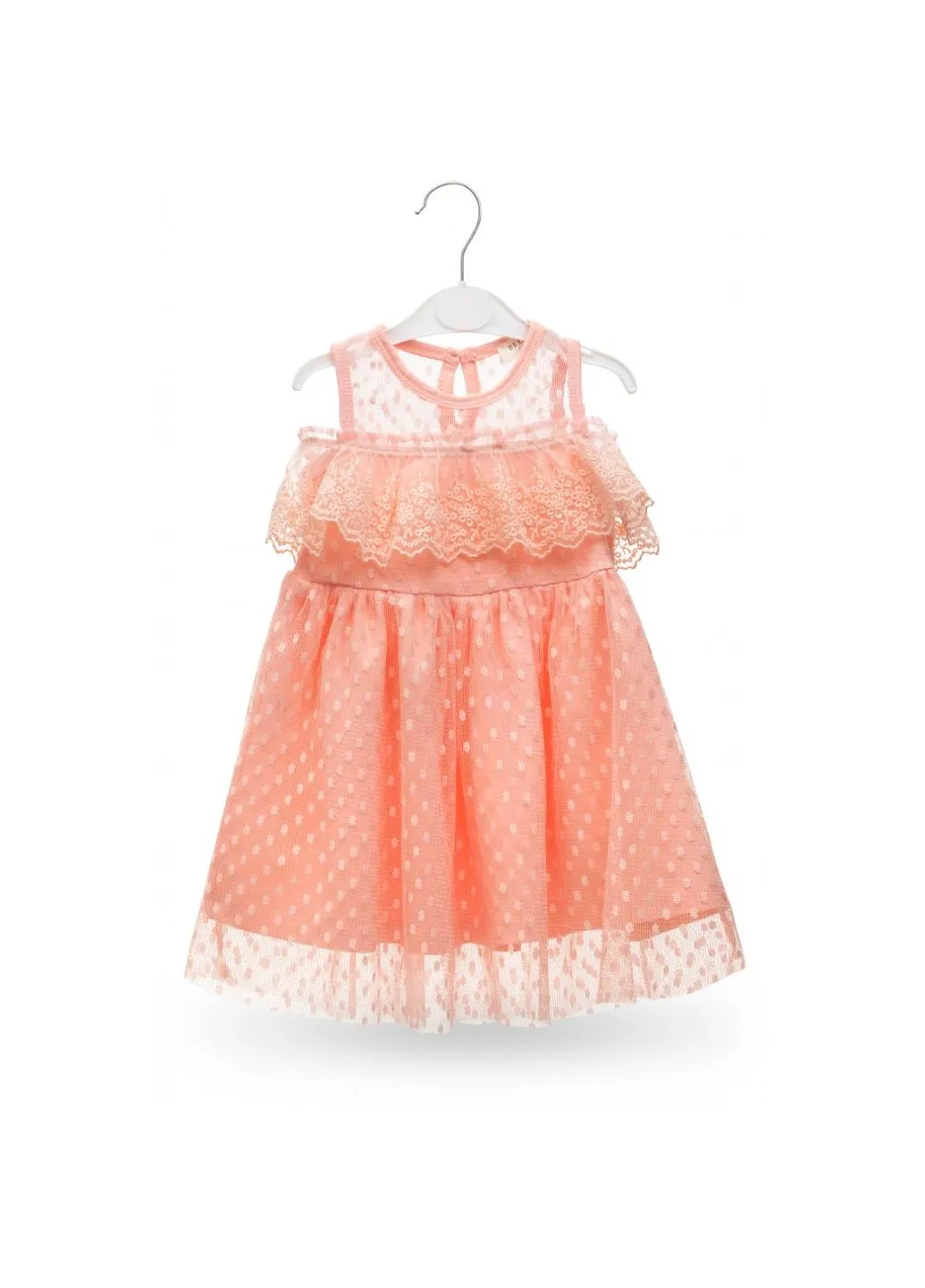 Персиковое платье с кружевом (14316-98g-peach) Breeze (257207304)