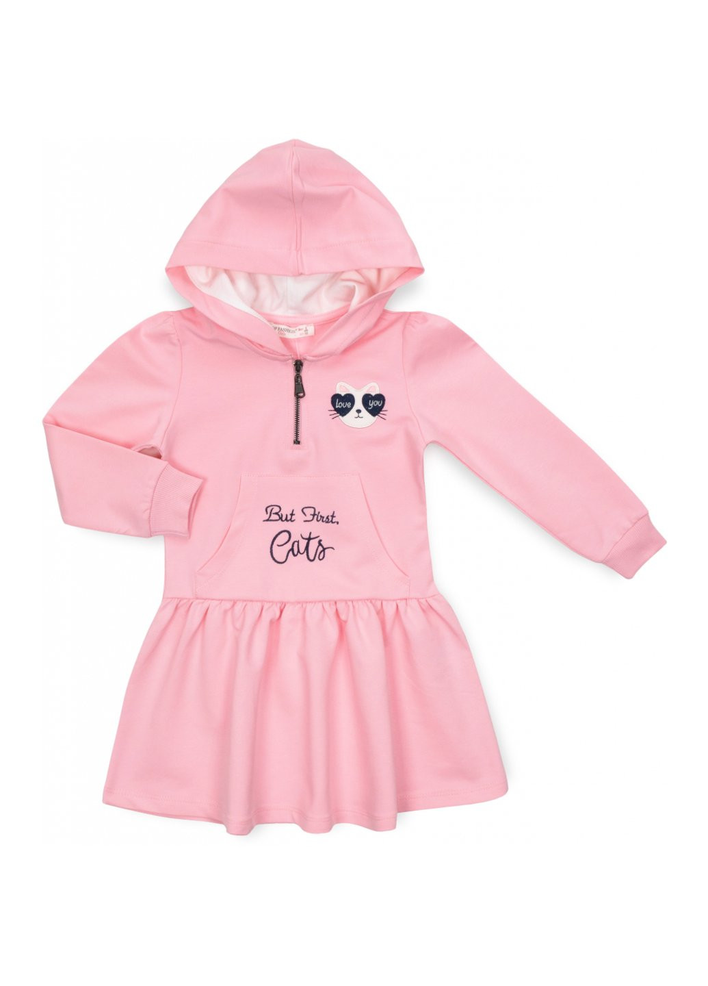 Розовое платье с капюшоном (6728-116g-pink) Pop Fashion (257208370)
