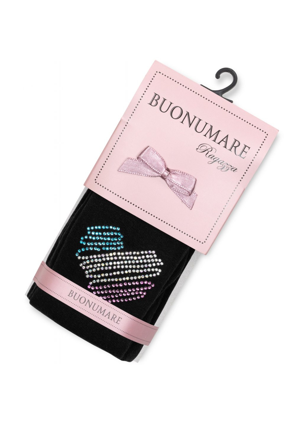 Колготки із серцем зі страз (M0C0302-2032-11G-black) BNM (257184814)