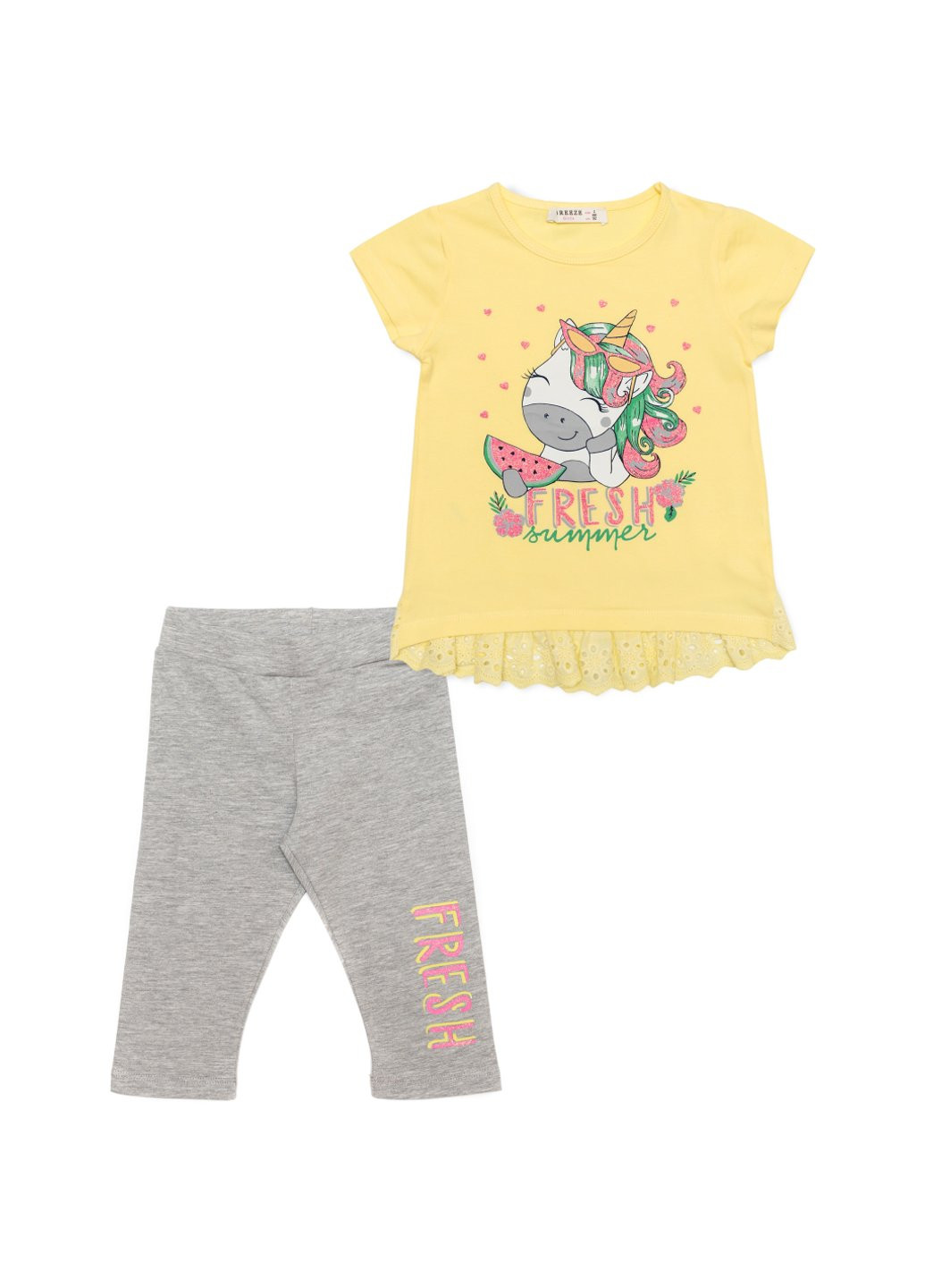Комбінований літній набір дитячого одягу "fresh" (13741-104g-yellow) Breeze