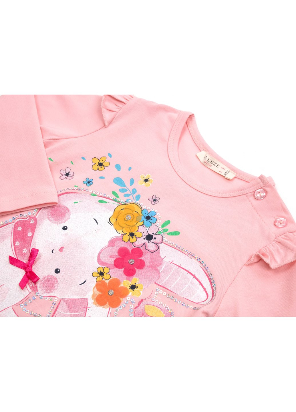 Комбінований демісезонний набір дитячого одягу із зайчиком у квітах (13299-98g-pink) Breeze