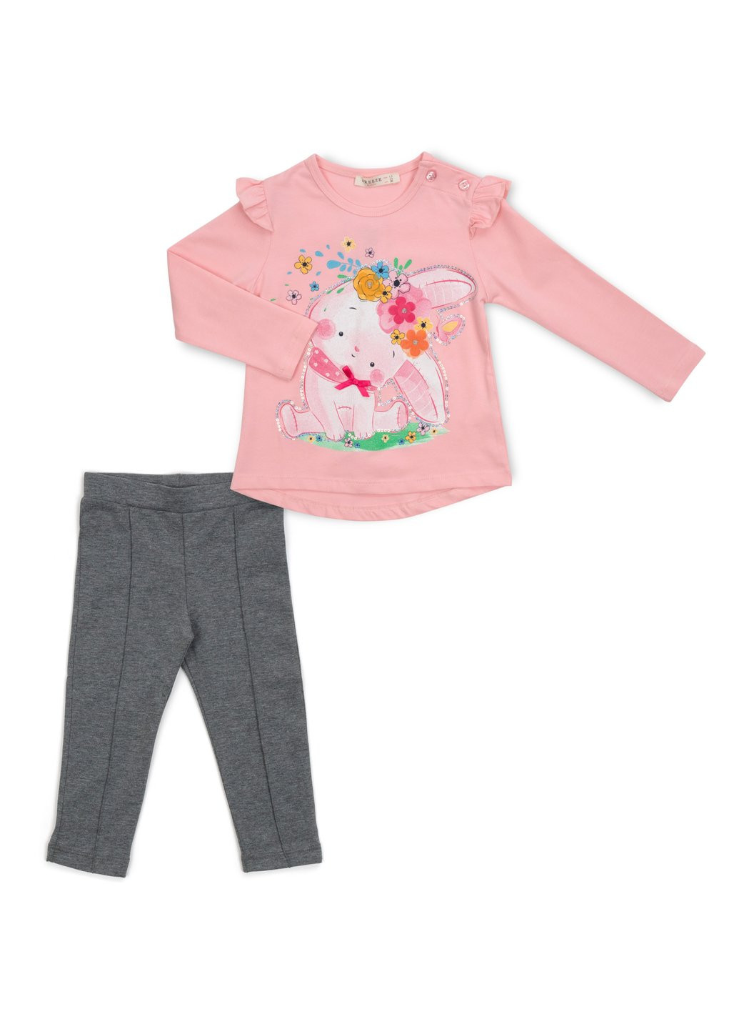 Комбинированный демисезонный набор детской одежды с зайчиком в цветах (13299-98g-pink) Breeze