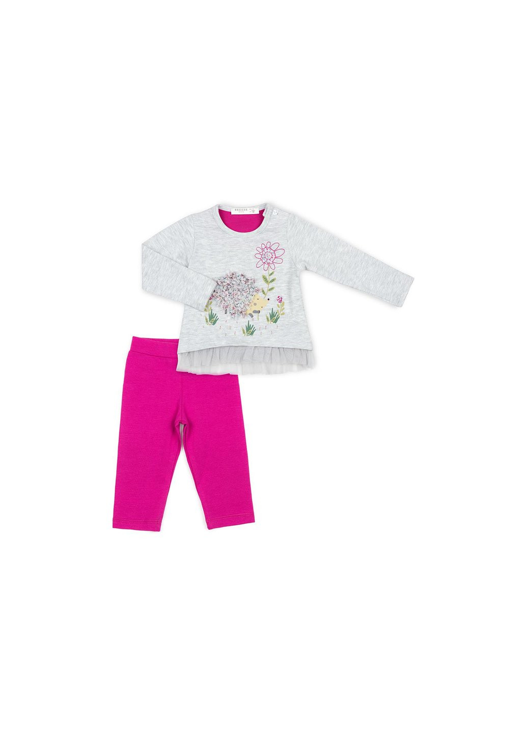 Комбинированный демисезонный набор детской одежды с ежиком (10348-68g-gray) Breeze