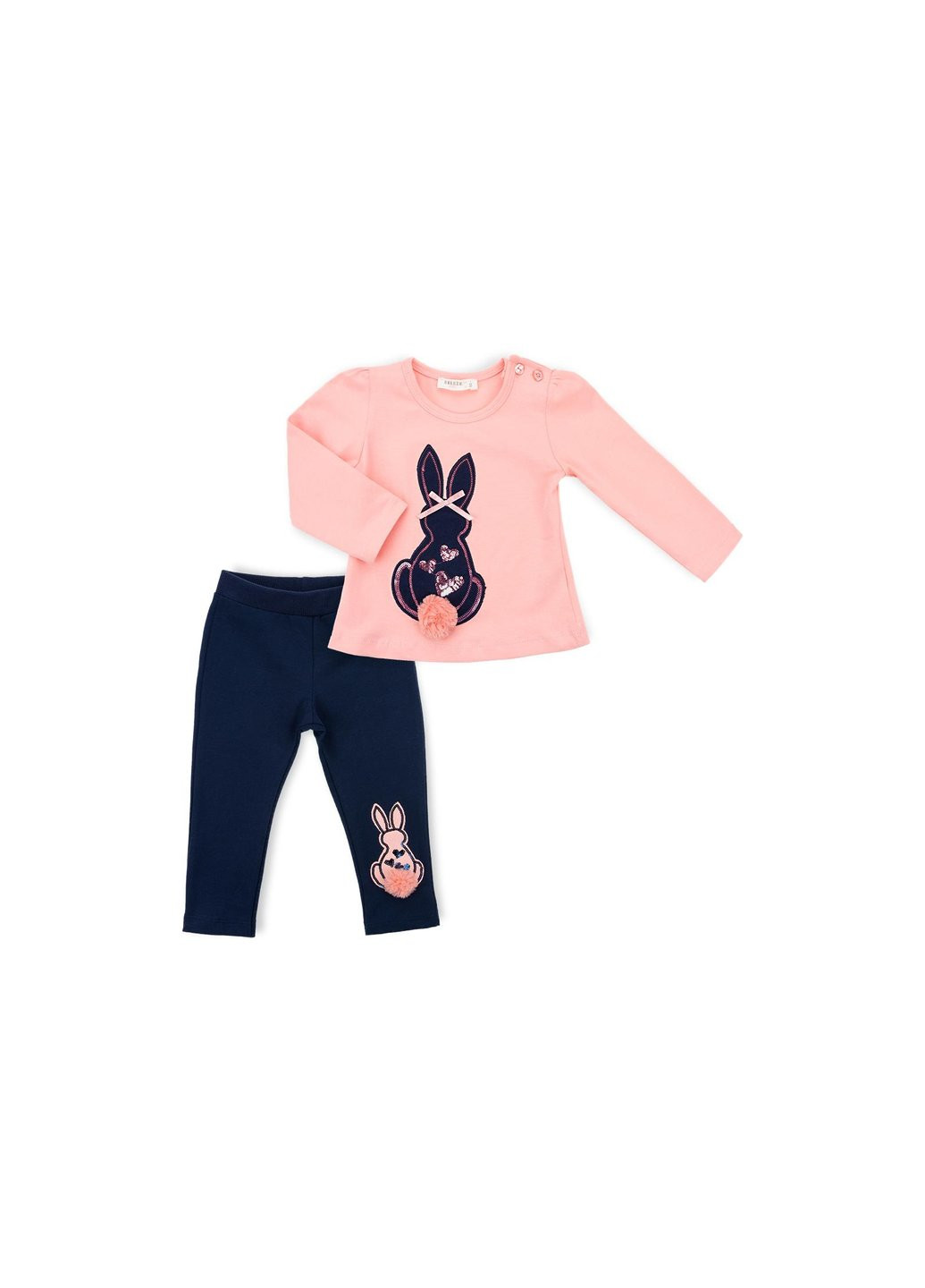Комбинированный демисезонный набор детской одежды с зайчиками (10038-104g-pink) Breeze