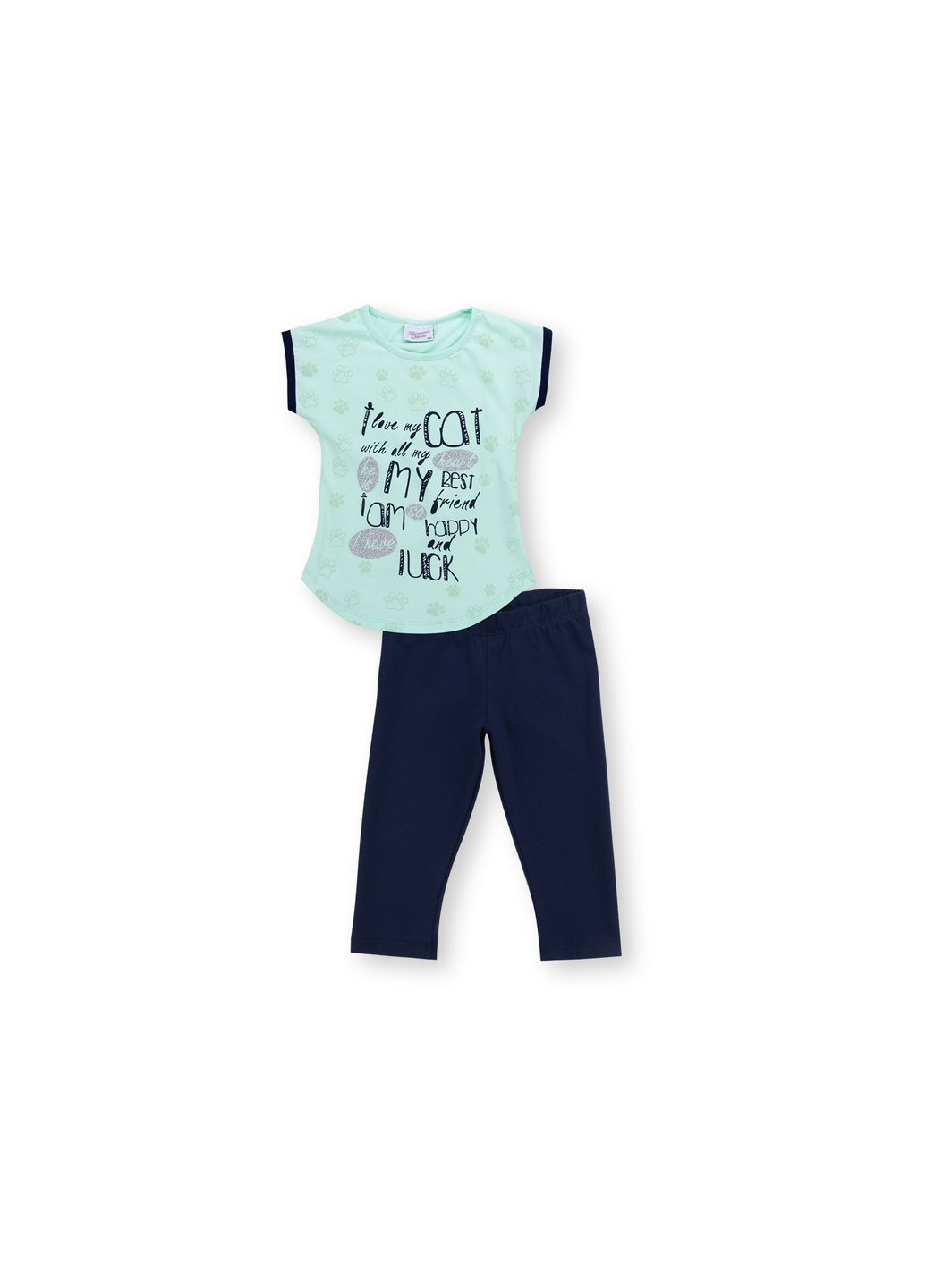 Комбінований літній набір дитячого одягу з лапками (8697-110g-mint) Breeze