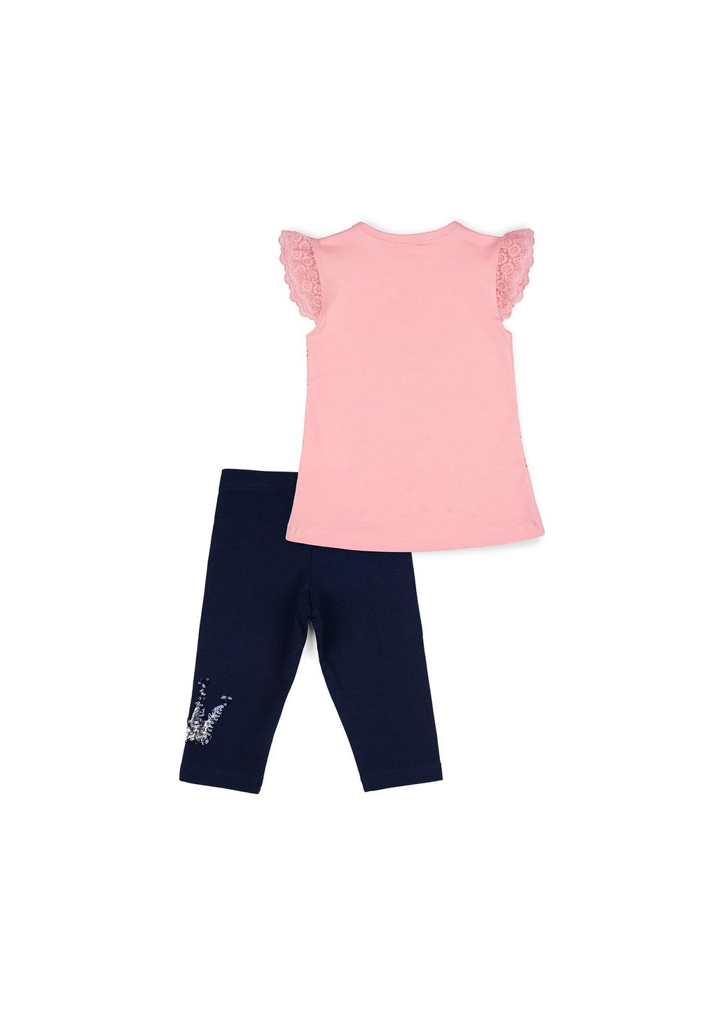 Комбінований літній набір дитячого одягу з коронкою з паєток (10133-98g-peach) Breeze
