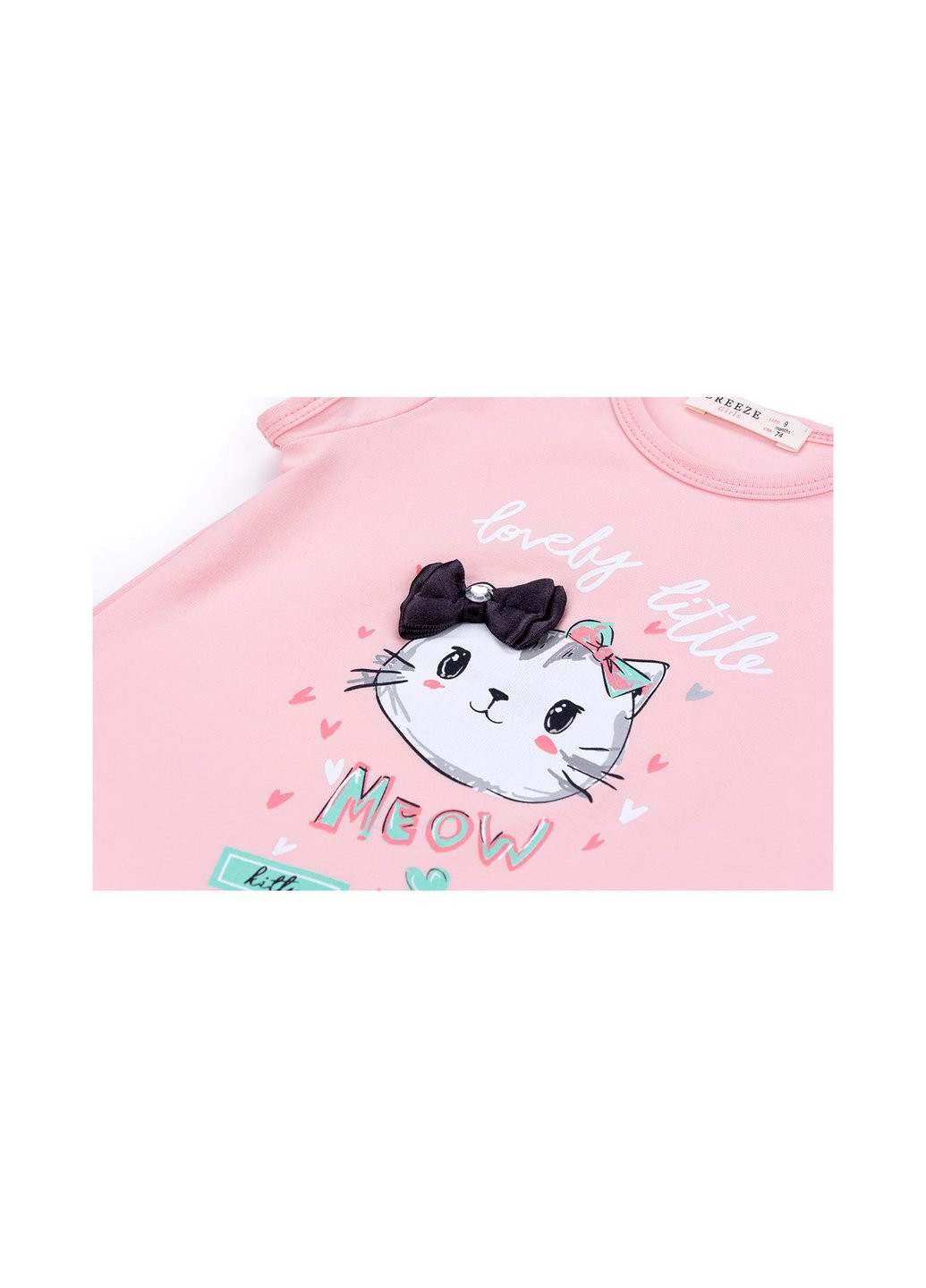 Комбінований літній набір дитячого одягу з котиками (7493-86g-pink) Breeze