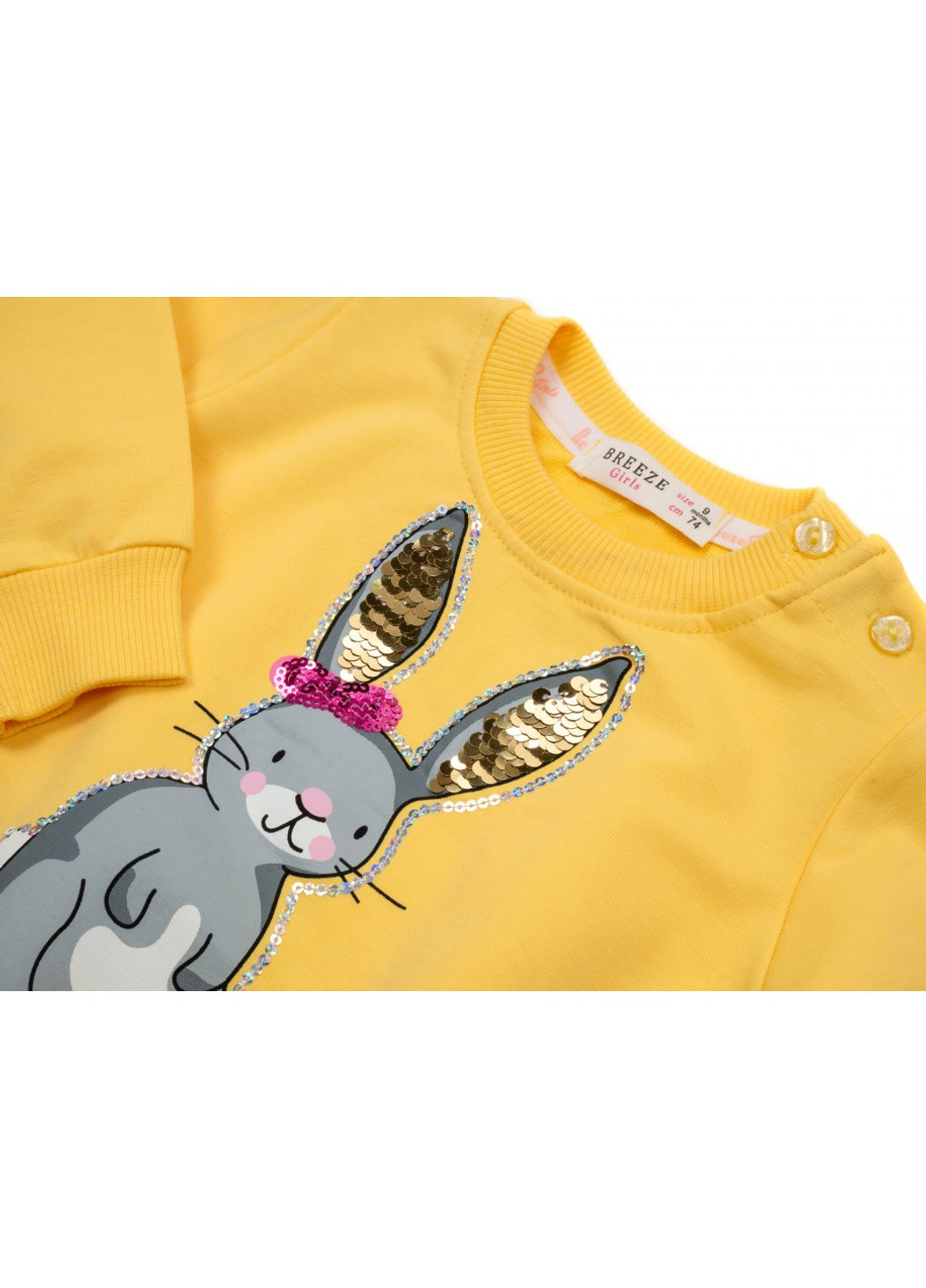 Комбінований демісезонний набір дитячого одягу із зайчиком (16672-74g-yellow) Breeze