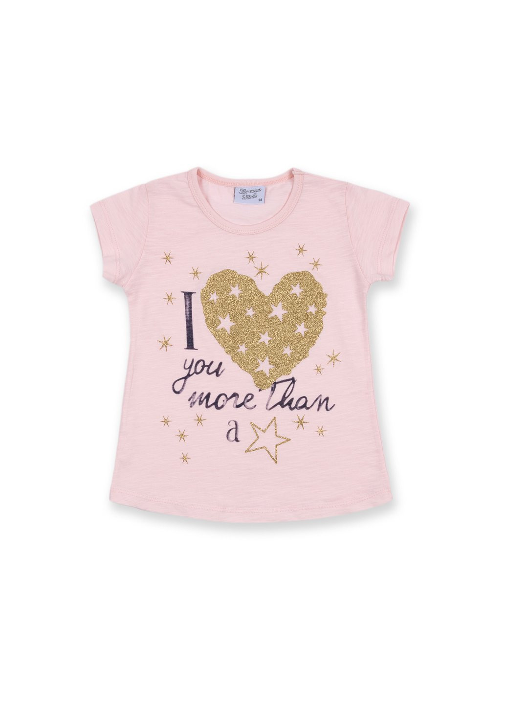 Комбінований літній набір дитячого одягу із золотим серцем (8735-116g-pink) Breeze