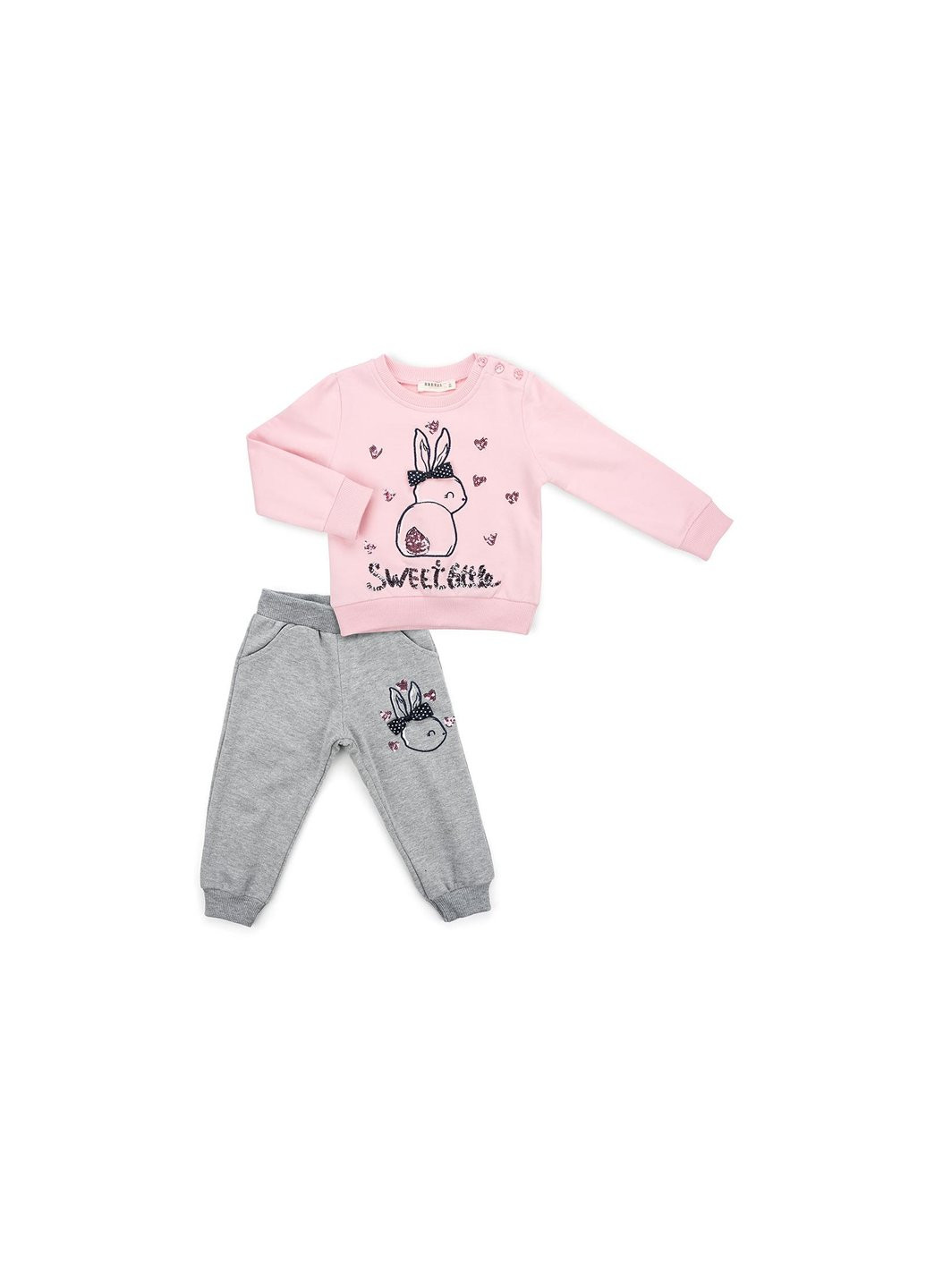 Комбинированный демисезонный набор детской одежды с кроликом (11406-80g-pink) Breeze
