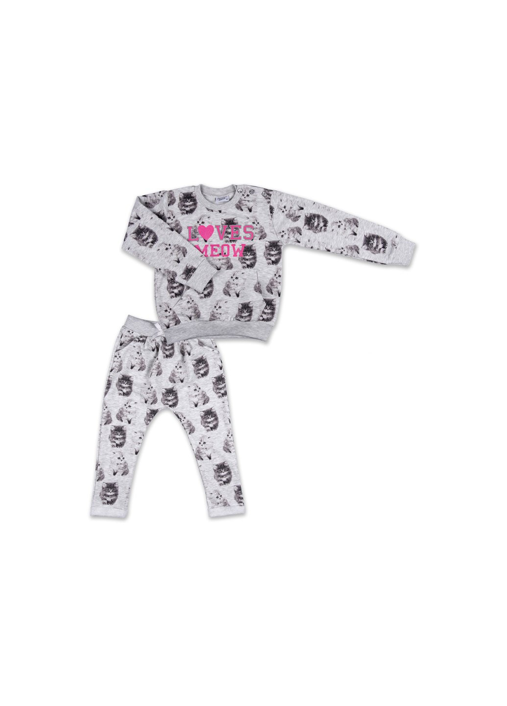 Сірий демісезонний набір дитячого одягу з котиками (7874-98/g-gray) Breeze