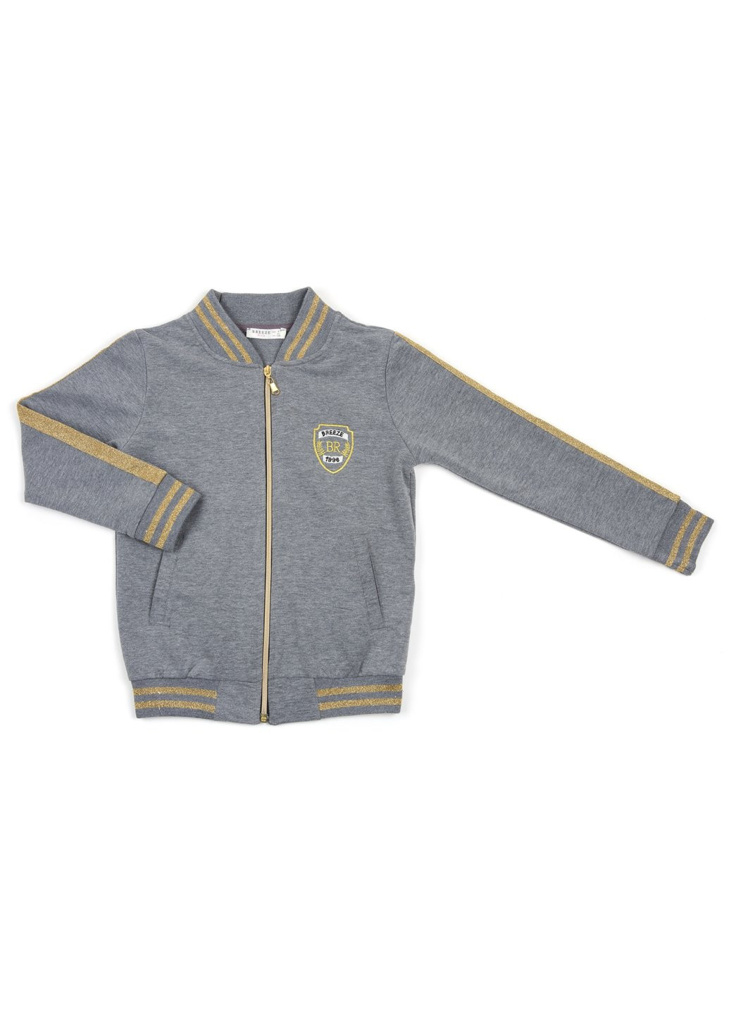 Комбінований демісезонний набір дитячого одягу із золотими лампасами (12986-134g-gray) Breeze