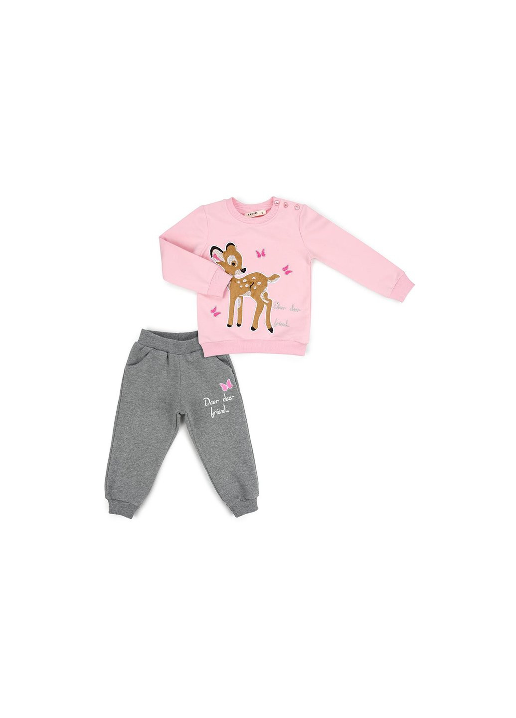 Комбинированный демисезонный набор детской одежды с олененком (11449-80g-pink) Breeze