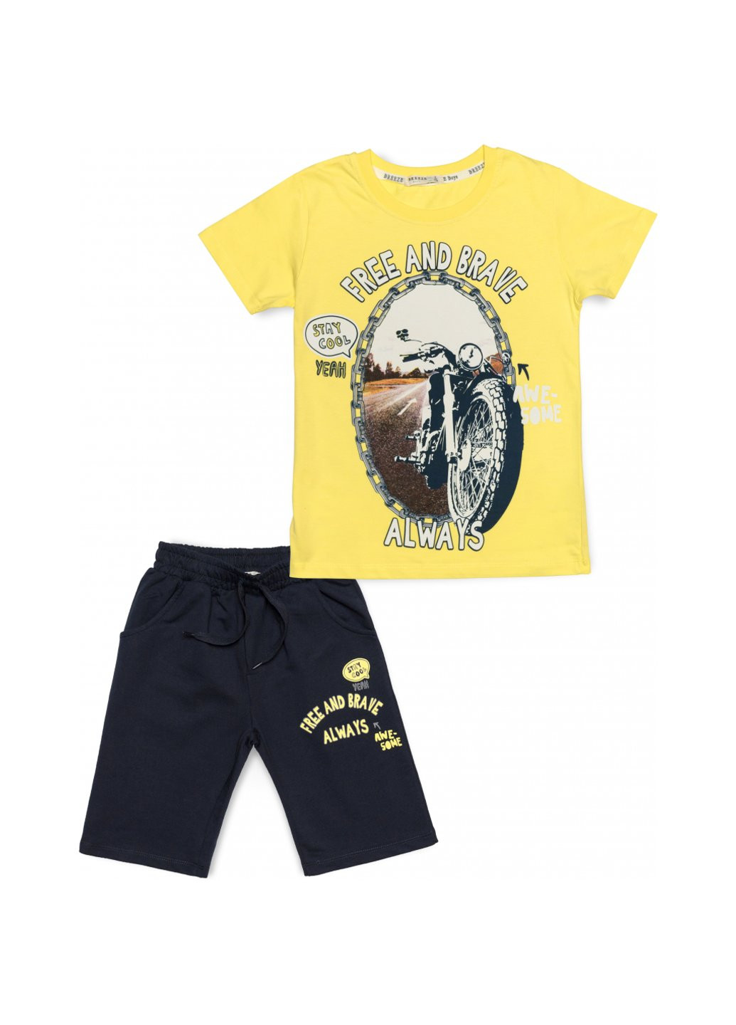 Жовтий демісезонний набір дитячого одягу з мотоциклом (15772-152b-yellow) Breeze
