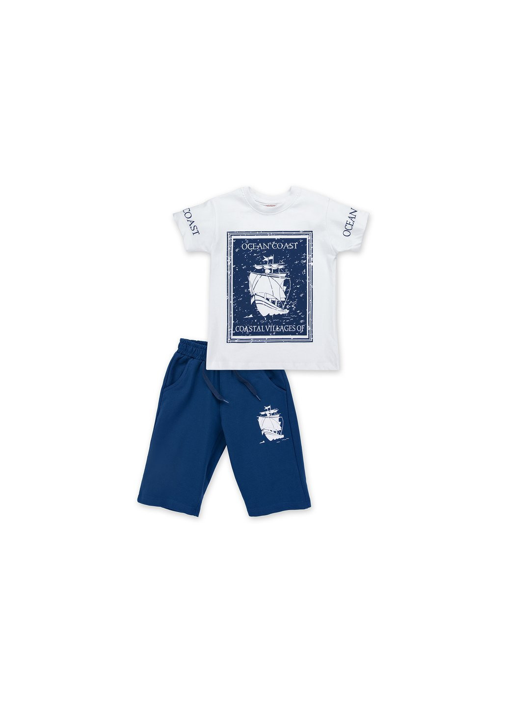 Білий літній набір дитячого одягу з вітрильником (8299-116b-white) E&H