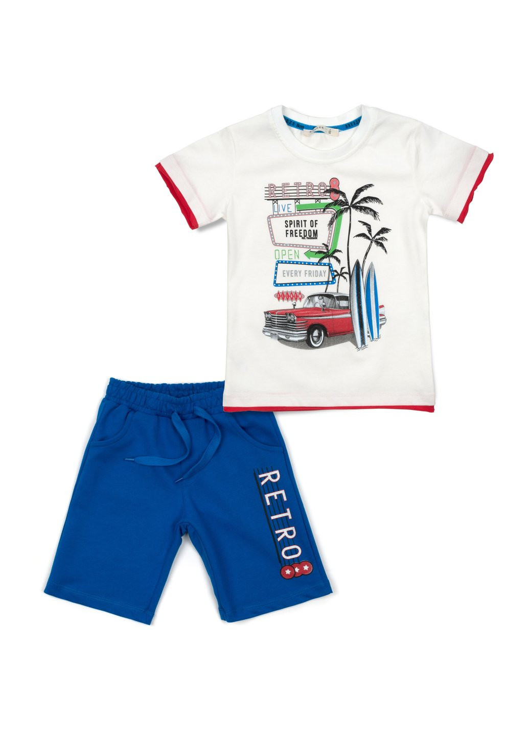 Комбінований літній набір дитячого одягу "retro" (14391-116b-cream) Breeze