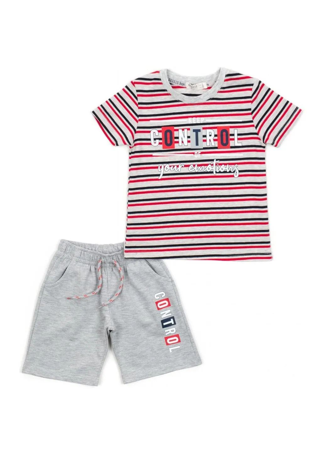Червоний літній набір дитячого одягу в смужку (15997-110b-red) Breeze