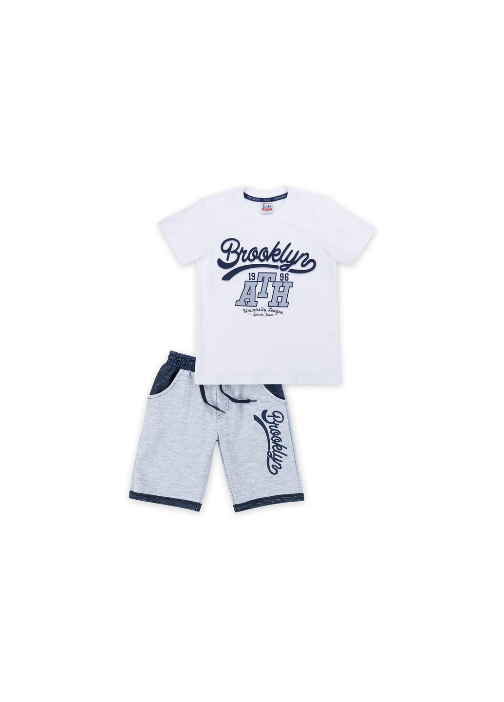 Білий літній набір дитячого одягу футболка "brooklyn ath" із шортами (8932-116b-white) Breeze