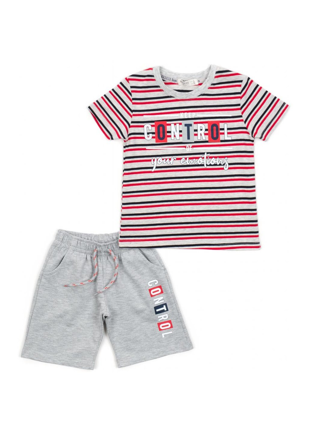 Червоний літній набір дитячого одягу у смужку (15997-98b-red) Breeze