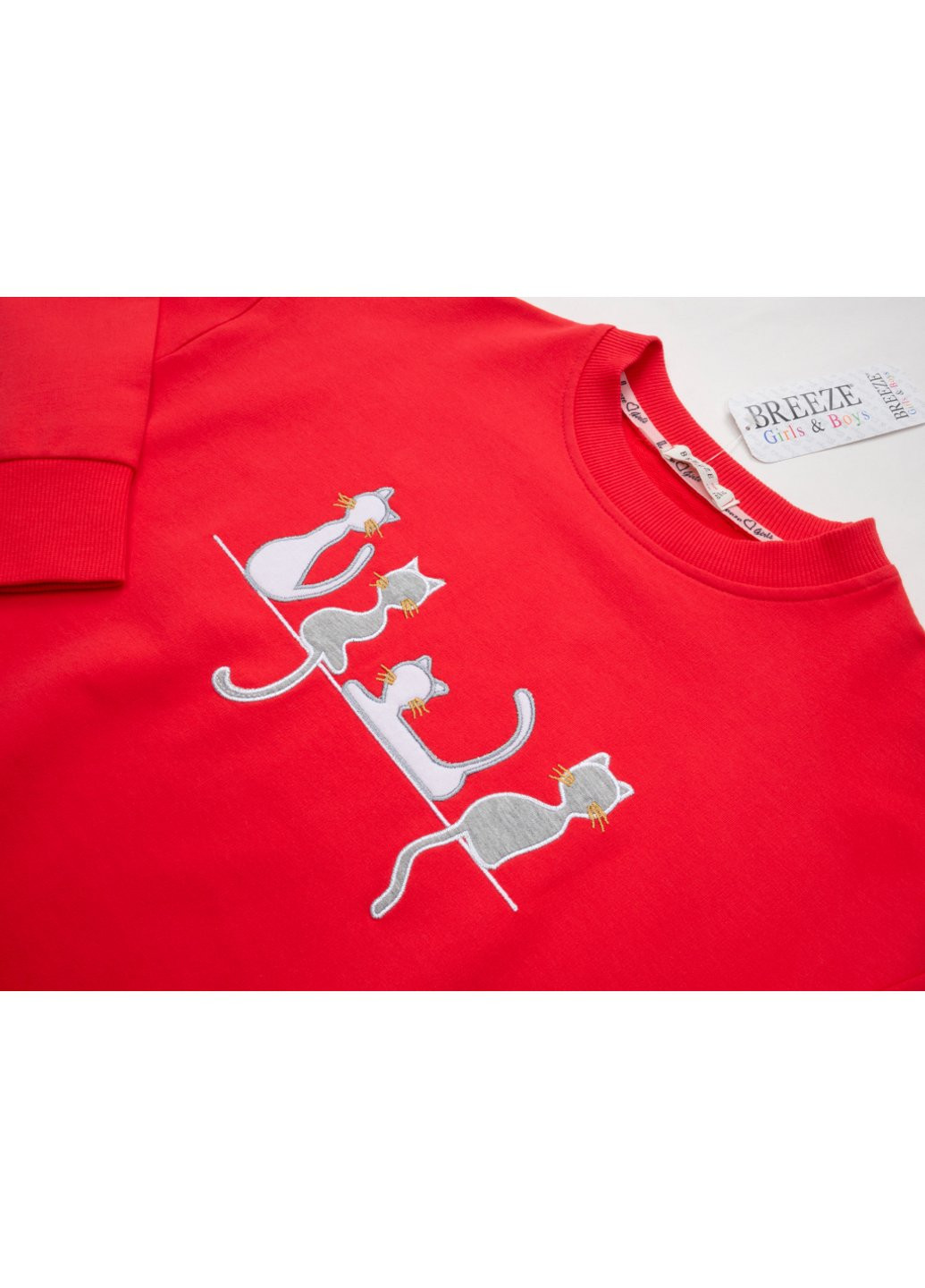 Кофта с котиками (13854-146G-coral) Breeze (257204359)