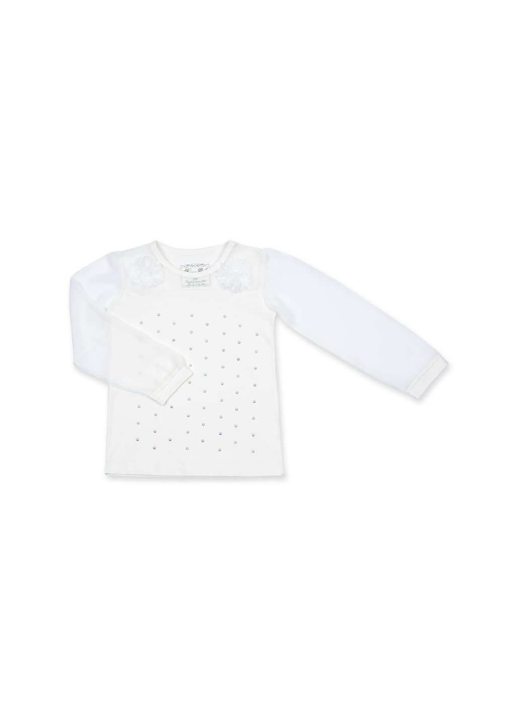 Кофта с шифоновыми рукавами и стразами (8840-92G-beige) Breeze (257204433)