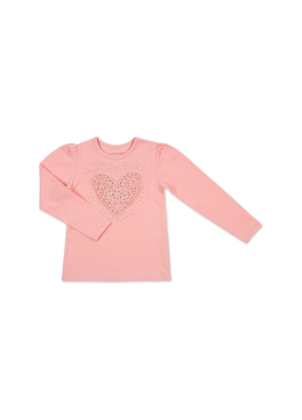 Кофта з серцем та стразами (7885-116G-peach) Breeze (257204472)