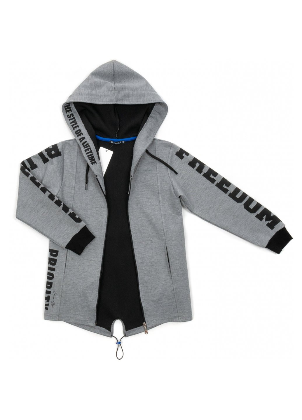 Серая демисезонная куртка ветровка с капюшоном (10760-140b-gray) BLUELAND