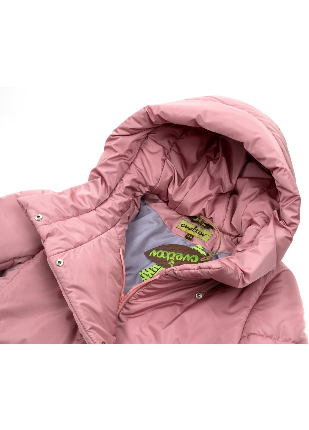 Розовая демисезонная куртка удлиненная (1611-152g-pink) Cvetkov