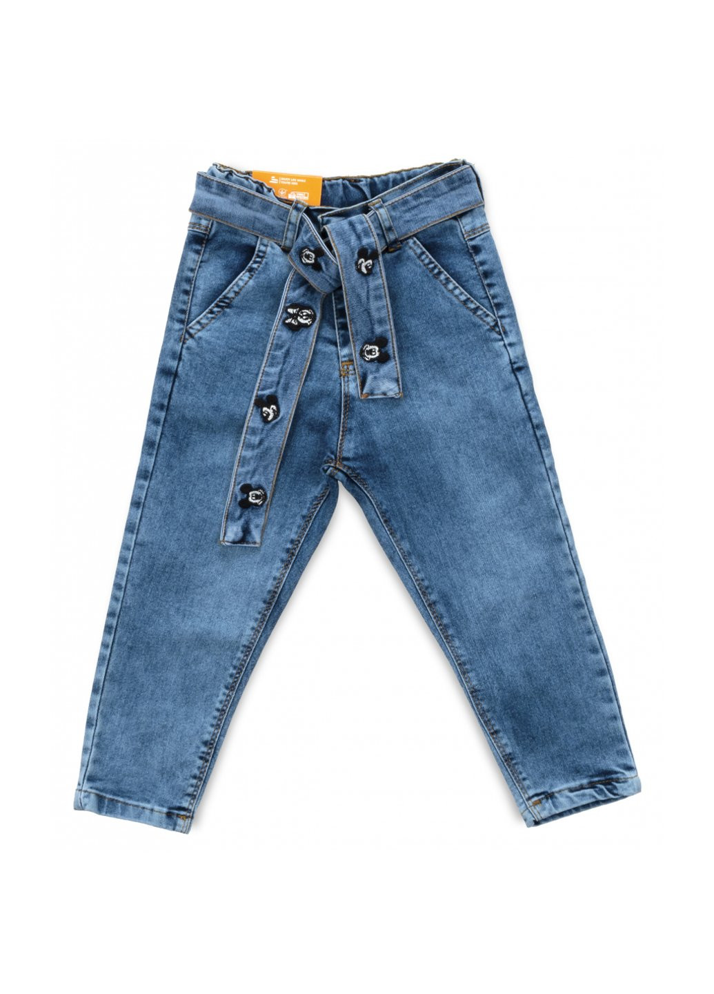 Голубые демисезонные джинсы с поясом (58162-98g-blue) Sercino
