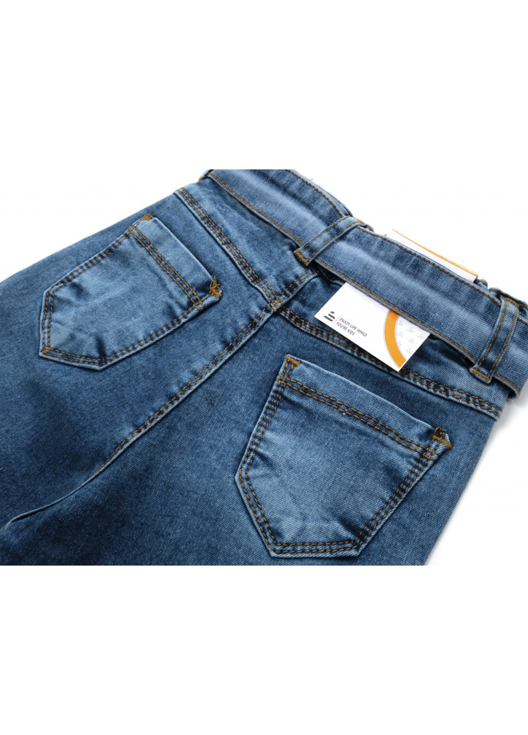 Голубые демисезонные джинсы с поясом (58162-98g-blue) Sercino