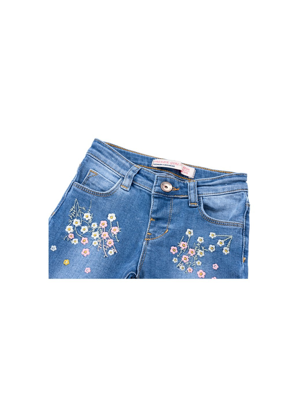 Комбинированные демисезонные джинсы джинсовые с цветочками (oz-17703-74g-jeans) Breeze