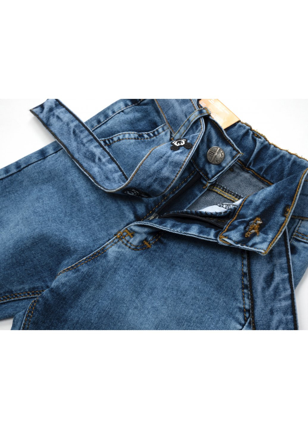 Голубые демисезонные джинсы с поясом (58162-104g-blue) Sercino