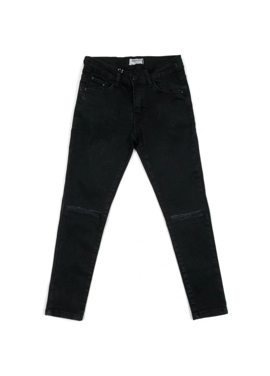 Черные демисезонные джинсы с дырками (20214-140g-black) Breeze