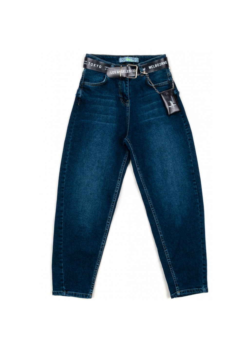 Голубые демисезонные джинсы с завышенной талией (9294-140g-blue) A-yugi