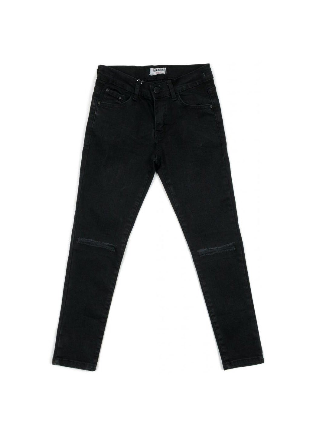 Черные демисезонные джинсы с дырками (20214-140g-black) Breeze