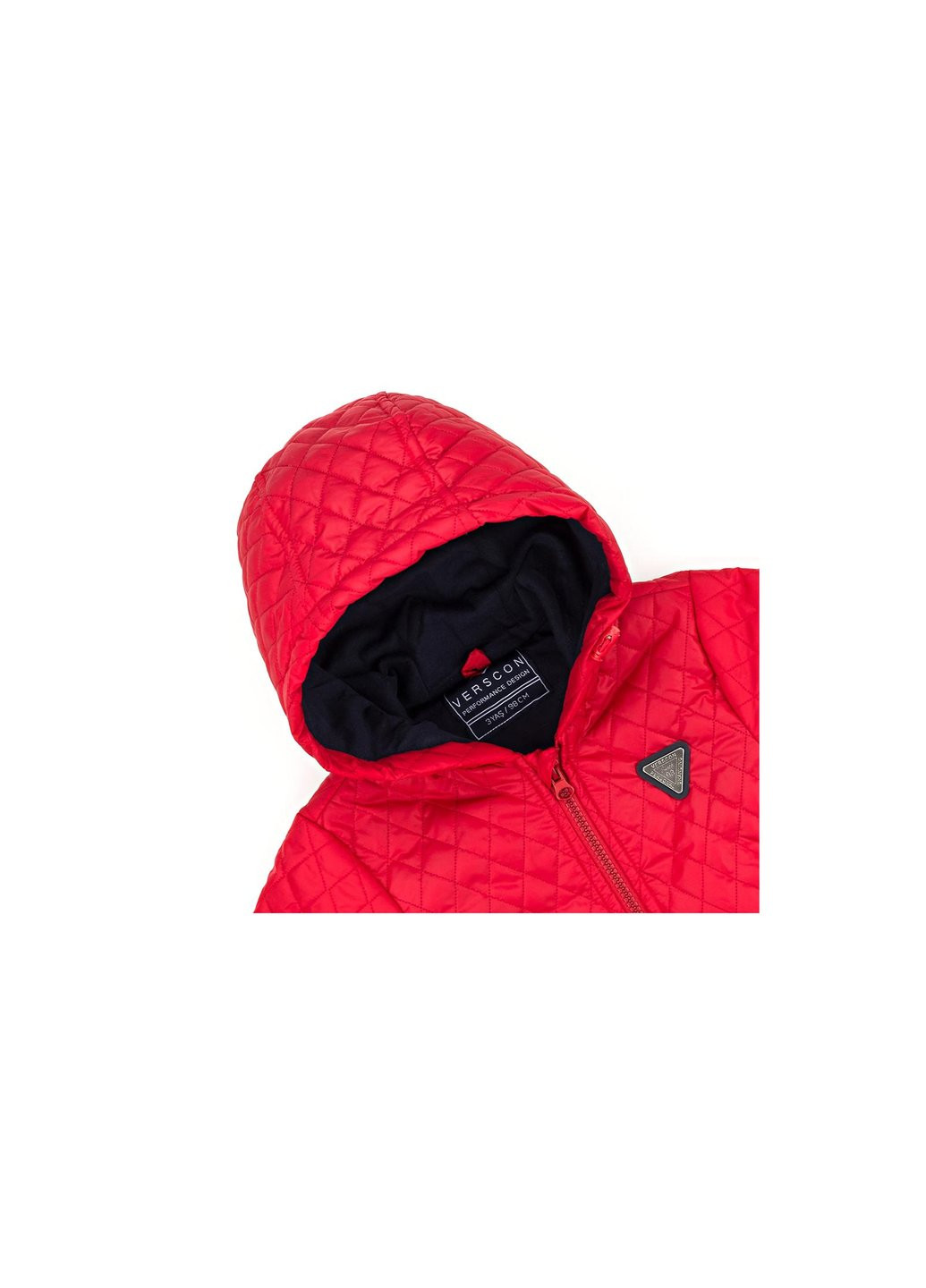 Красная демисезонная куртка стеганая с капюшоном (3439-116b-red) Verscon