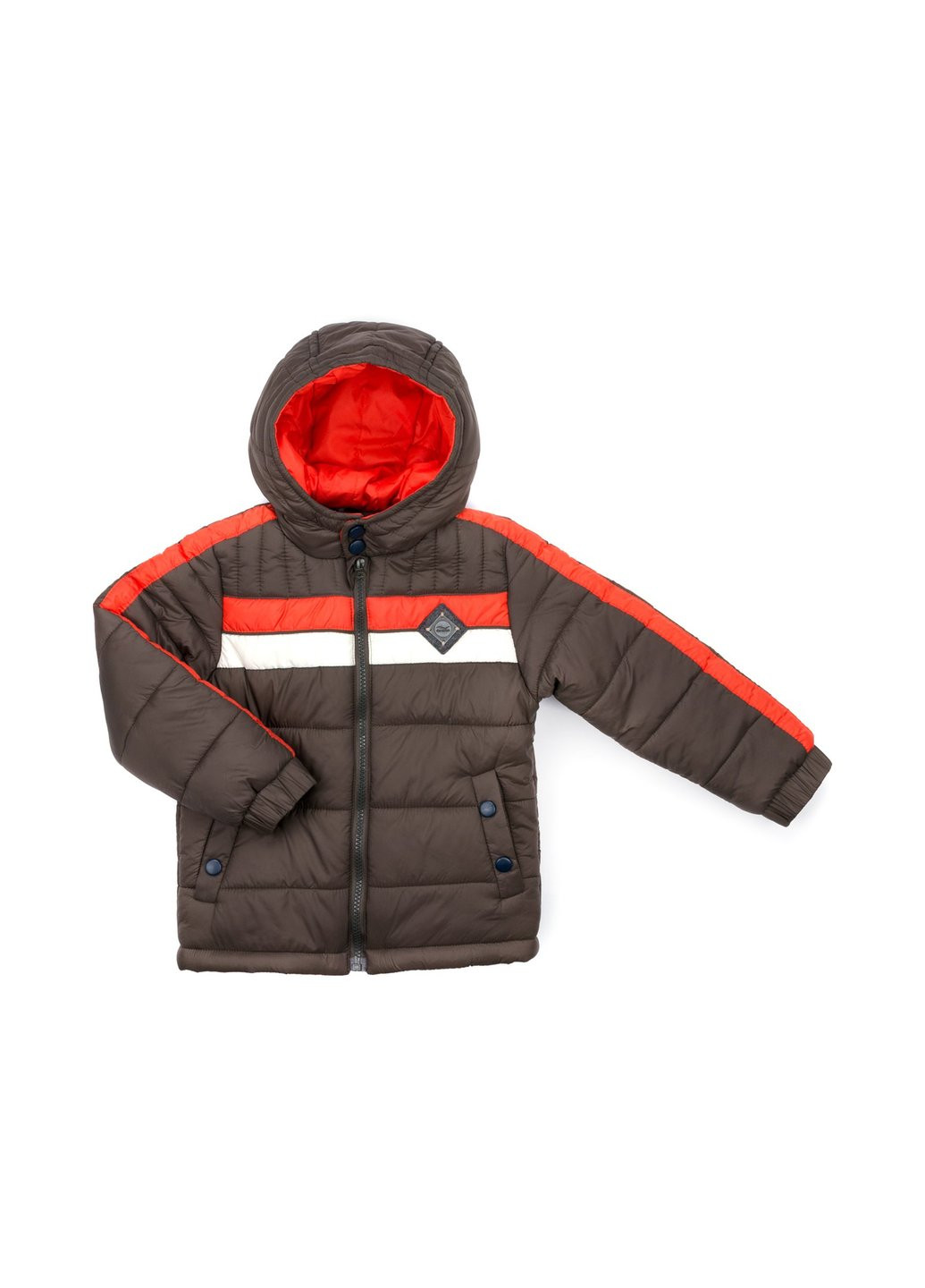 Коричневая зимняя куртка с оранжевой полосой (2663-116b-brown) Verscon