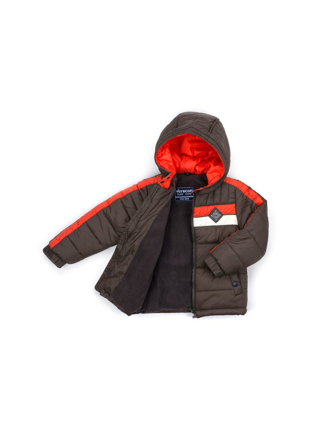 Коричнева зимня куртка з помаранчевою смугою (2663-104b-brown) Verscon