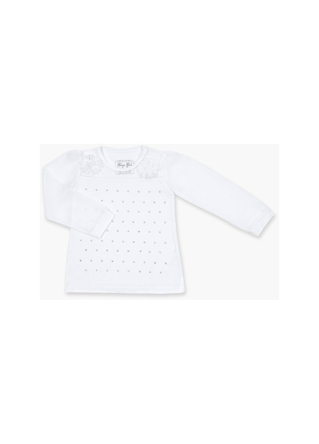Кофта з шифоновими рукавами та стразами (8840-92G-white) Breeze (257206267)