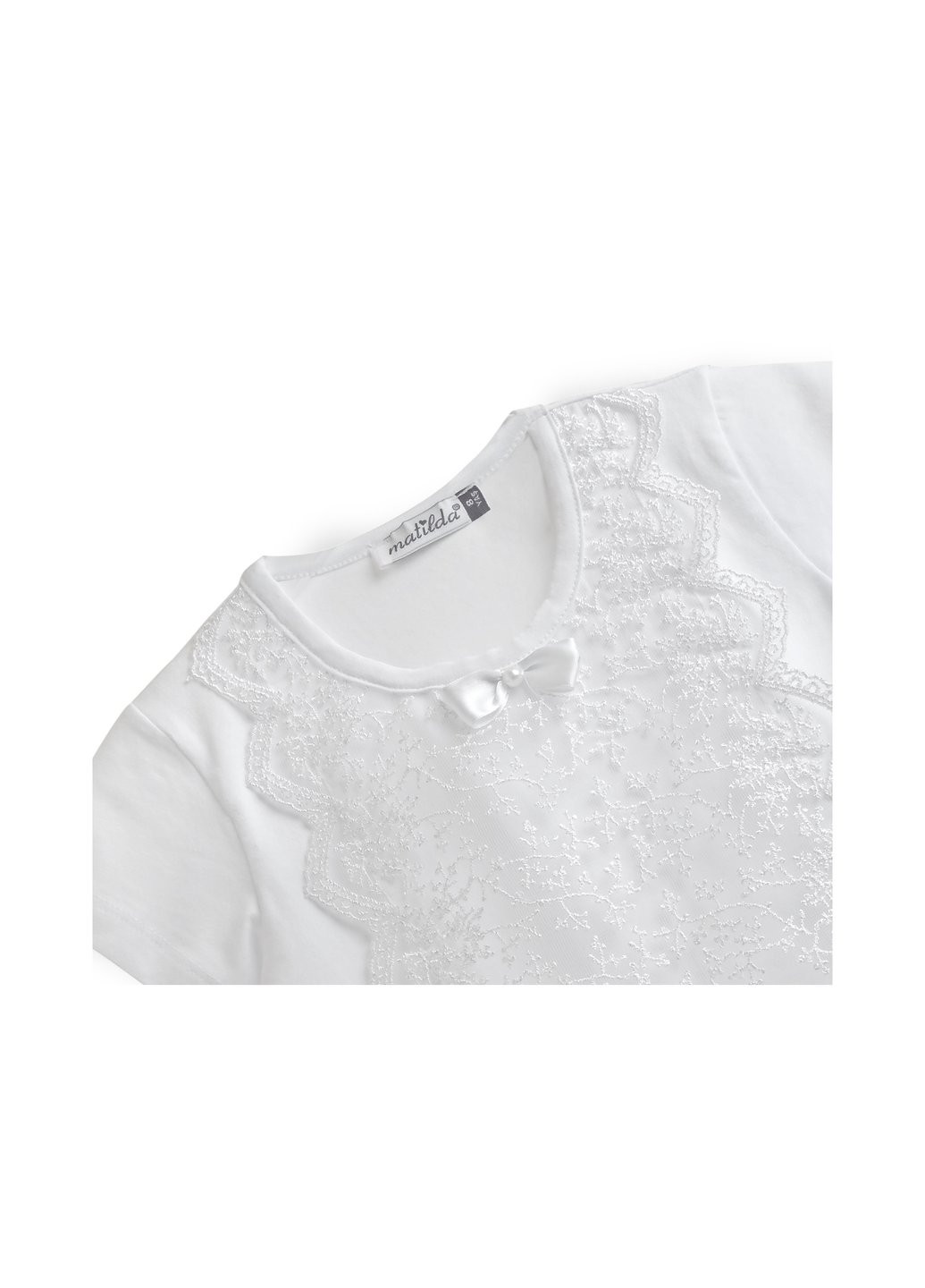 Кофта з мереживом з коротким рукавом (10497-152G-white) Matilda (257205478)